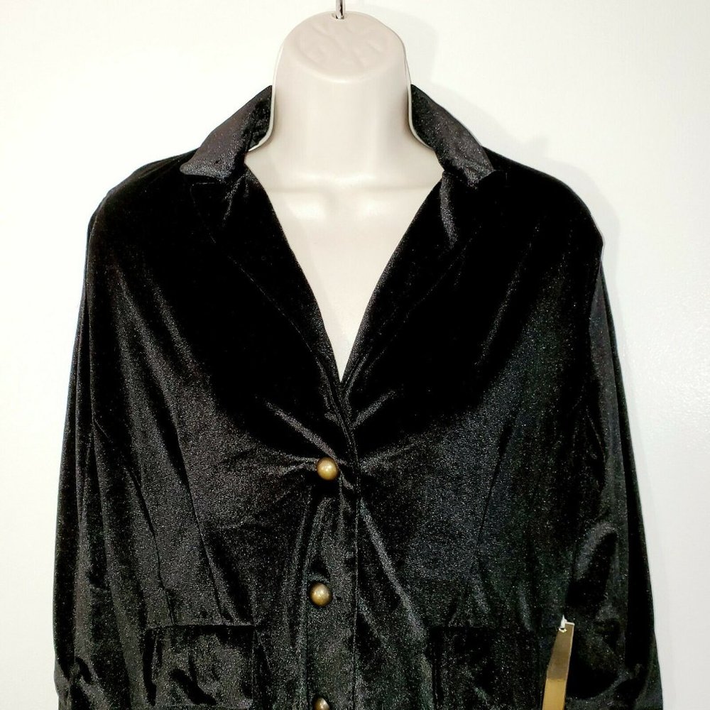 Style Me Womans Medium Black Velour Jacket Nwt - Picture 2 of 8